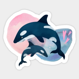 blue whales swimming in the ocean Sticker